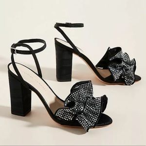 Loeffler Randall Savannah Ruffle Heel Sandal in Black Size 7.5